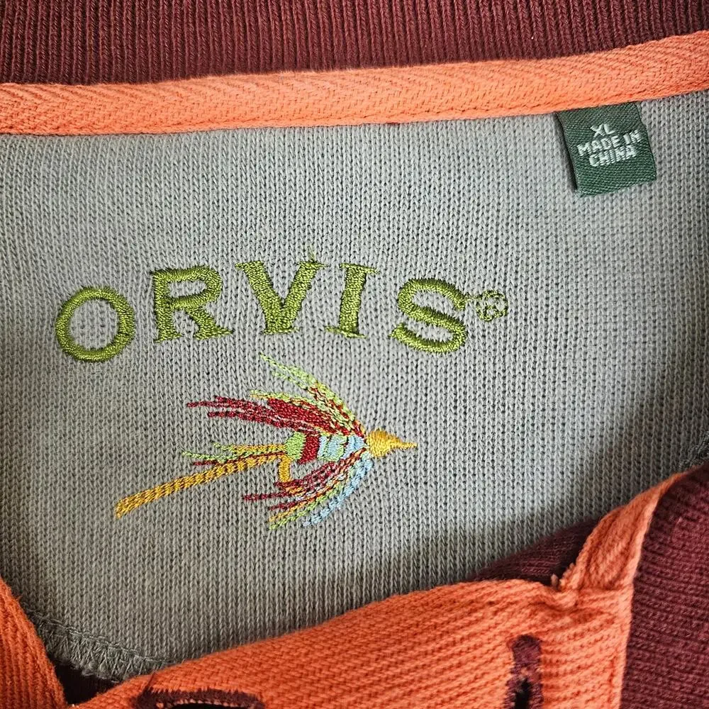 Orvis Men's Maroon Polo Pullover Sweater 100% Cotton Men's XL